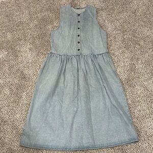 Vintage Sleeveless Blue Denim  Button Up Dress M